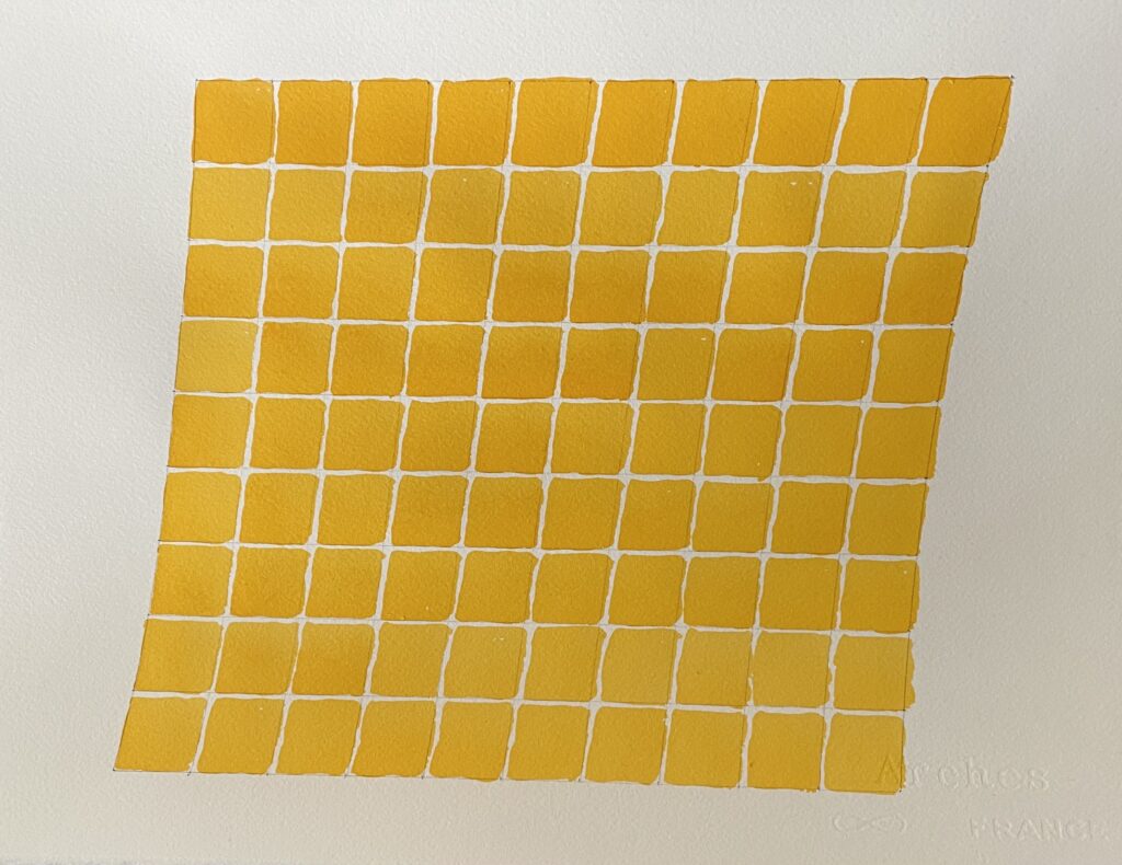 Image of hand painted yellow hue color pallet by Lee Marshall