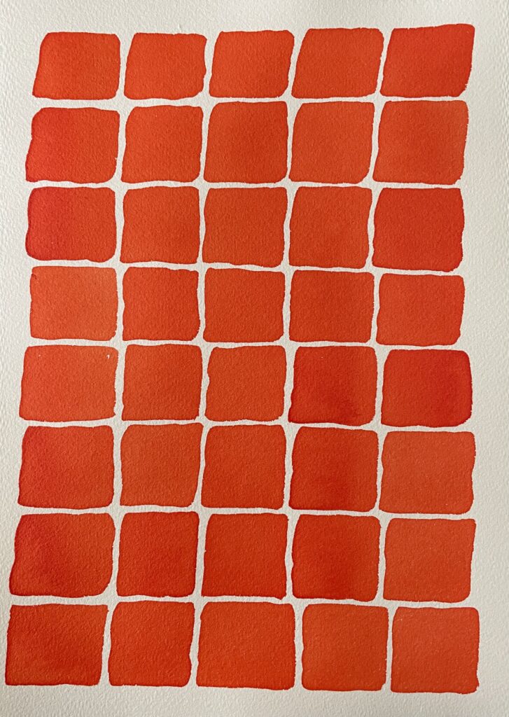 Image of hand painted orange hues color pallet by Lee Marshall