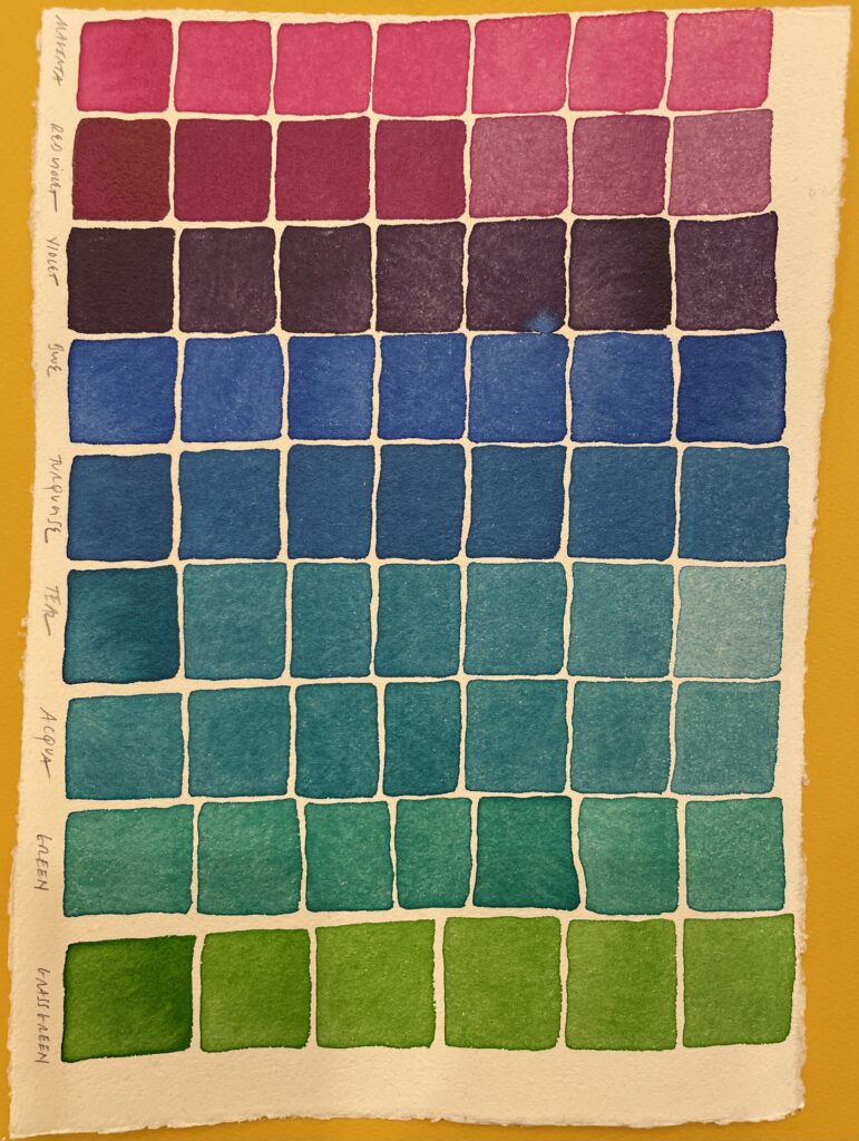 Image of hand painted color pallet by Lee Marshall