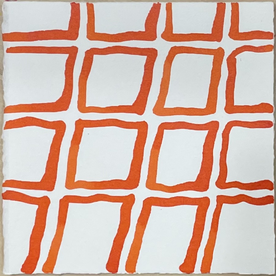 Image of hand painted orange colored squares by Lee Marshall