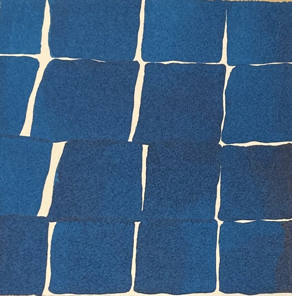 Image of hand painted blue colored blocks by Lee Marshall